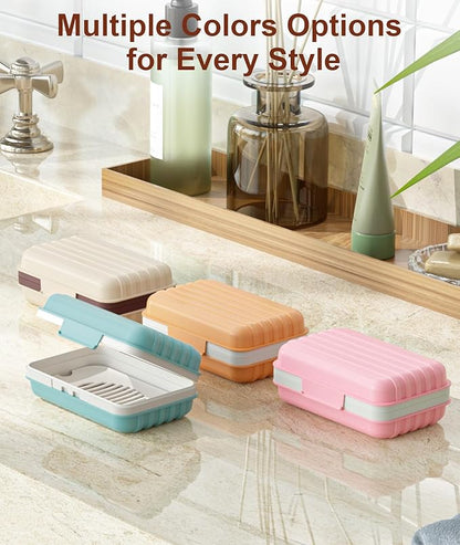Quatish Leakproof Bar Soap Holder Dish with Lid for Shower, Portable 1 Pack Travel Soap Case Box for Gym, Camping, Hiking, Outdoor Use, Travel Size Toiletries Essentials, Keeps Soap Dry, Blue