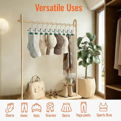 30 Pack Pants Hangers with Clip, Legging Organizer for Closet, Yoga Pants Hangers, Space Saving Hanging Closet Organizer and Storage for Socks, Panties, Underwear, Pants and Jeans (Dark Green)