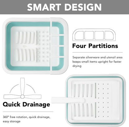Tiawudi Collapsible Dish Drying Rack, Pop Up Dinnerware Drainer, Portable Plate Organizer for Kitchen RV Campers Travel Trailer, Space Saving Kitchen Storage Tray
