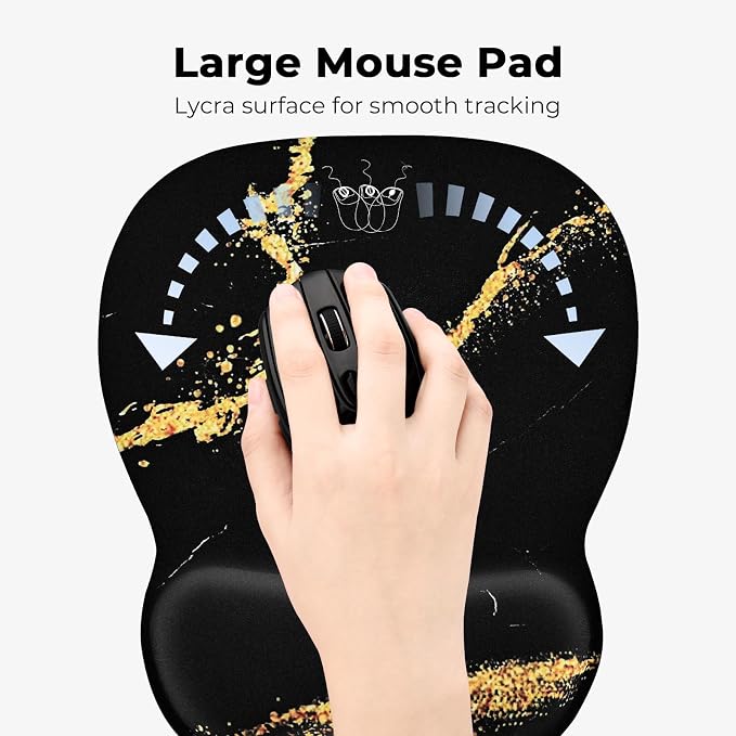 EooCoo Ergonomic Mouse Pad with Wrist Support, Mousepad with Memory Foam Wrist Rest and Non-Slip Base for Computer, Cafe, Home & Office, 9.64 x 8.26 in Office Desk Accessories