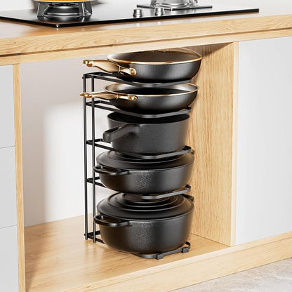 ORDORA Pots and Pans Organizer Rack under Cabinet 16.59" Tall, 5-Tier Pan Organizers inside Cabinet, Space Saving Kitchen Storage Pot Rack for Baking Pan Cast Iron Skillets Cookware - No Assembly