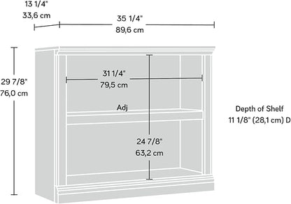 Sauder 2 Tier Book Shelf Wooden Bookcase Multipurpose Bookshelf for Home Office, Living Room, in Chalked Chestnut