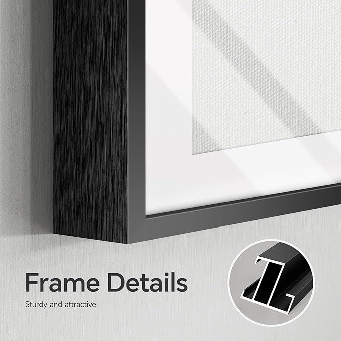 4 Piece Framed Modern Black and White Wall Art Set, Large Minimalist Abstract Canvas Picture Artwork Decor, Contemporary Line Gray Prints Painting for Living Room Hallway Bedroom Office