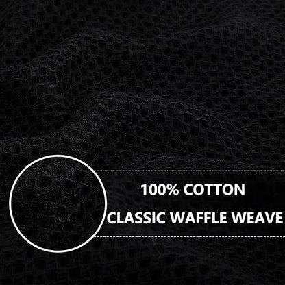 Homaxy 100% Cotton Oversized Waffle Weave Kitchen Dish Towels, Ultra Soft Absorbent Quick Drying Cleaning Towel, 20 x 28 Inches, 4-Pack, Black