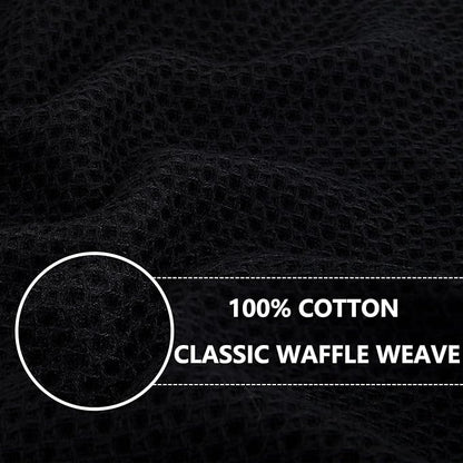 Homaxy 100% Cotton Waffle Weave Kitchen Dish Cloths, Ultra Soft Absorbent Quick Drying Dish Towels, 12 x 12 Inches, 6-Pack, Black