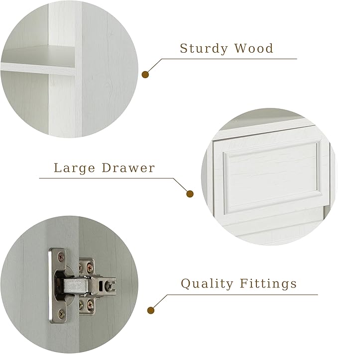 Tall Bathroom Storage Cabinet, Wall Mounted or Floor Mounted,Narrow Slim Wall Cabinet with 2 Door, 1 Drawer, Open Shelf for Living Room, 11.81" D x 11.81" W x 65" H (Line White, 1 PCS)