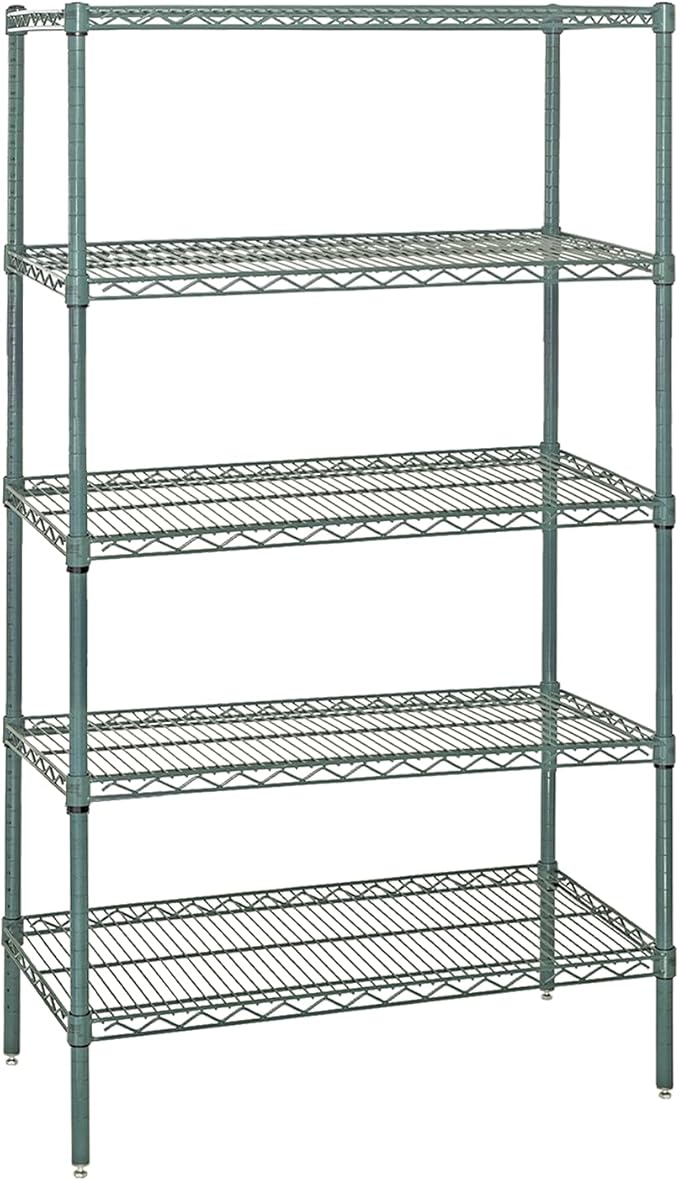 Quantum Storage Systems WR74-3660P-5 Starter Kit Wire Shelves Green Epoxy 5 Shelves 74" H x 60" W x 36" D