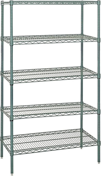 Quantum Storage Systems WR74-3660P-5 Starter Kit Wire Shelves Green Epoxy 5 Shelves 74" H x 60" W x 36" D