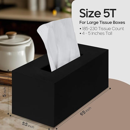 Rectangle Tissue Box Cover | Fits Tall Tissue Boxes | Black Tissue Box Holder for Bathroom | Premium Acrylic Tissue Cover