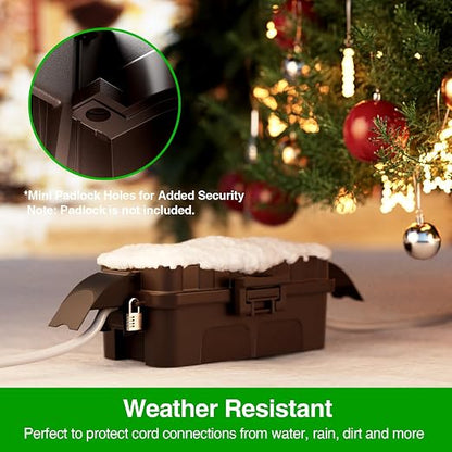 Flemoon IP55 Small Outdoor Electrical Box Waterproof (Inner 5.9 x 3.2 x 1.8inch), Extension Cord Cover with Detachable Awning Covers for Plug, Outlet, Holiday Lights, Brown