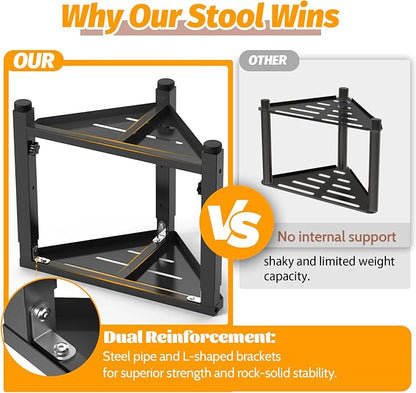 Shower Foot Rest, 12.6"-15.8"-19" Adjustable Heigh Shower Stool for Inside Shower, Stainless Steel Waterproof Shower Stool for Shaving Legs, Corner Bench Caddy with Storage Shelf for Bath Small Space