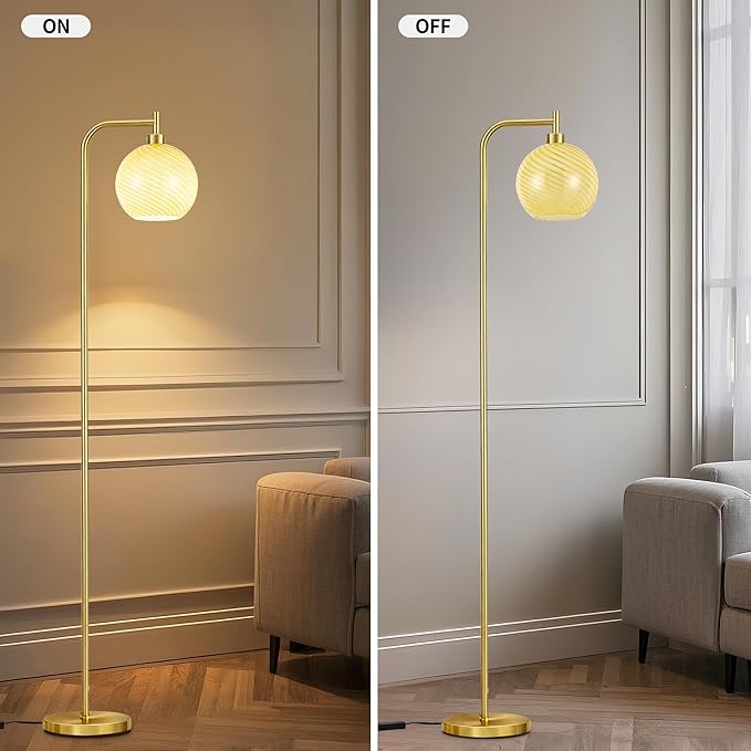 MAYNA Glass Floor lamp Living Room, Modern Vertical lamp, Remote Control Switch with Glass lampshade, 67-inch high lamp Suitable for Bedroom and Study (2700K LED Bulb Included)