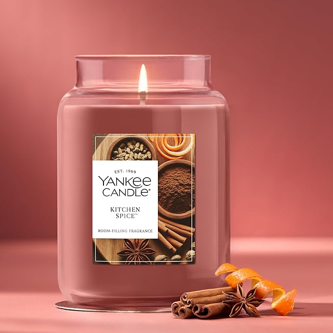 Yankee Candle Kitchen Spice, Holiday Scented Candle, 22oz Large Jar with up to 150 Hour Burn Time, Giftable