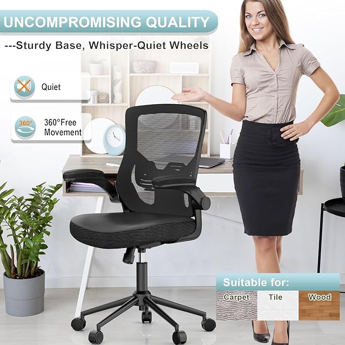 Ergonomic Office Desk Chair with Waterfall Seat and S-Shaped Back for Lower Back & Leg Pressure Relief, Comfortable for 8+ Hours Sitting