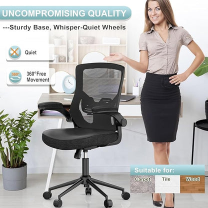 Ergonomic Office Desk Chair with Waterfall Seat and S-Shaped Back for Lower Back & Leg Pressure Relief, Comfortable for 8+ Hours Sitting