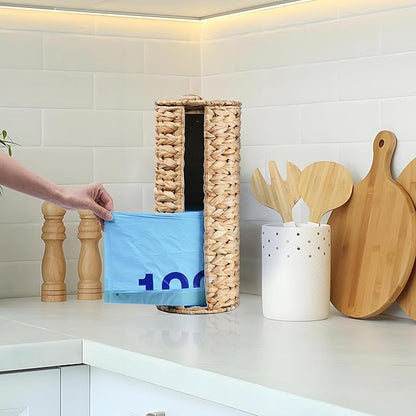 4 Mega Rolls Extra Toilet Paper Storage with Lid and Liner, Water Hyacinth Ratten Toilet Paper Holder Basket Stand, Decorative Boho Covered Enclosed Toilet Tissue Organizer for Bathroom
