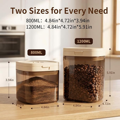 Airtight Food Storage Container with Magnetic Scoop & Built-in Leveler, 800ML Coffee Canister with Date Tracker, BPA Free UV Blocking Food Container for Coffee Beans, Ground Coffee, Tea, Sugar & Flour