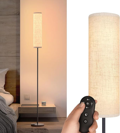 Floor Lamp for Bedroom Living Room Office with Remote Control Modern Living Room LED 4 Color Temperature & Stepless Dimmer, Standing Elegant Lamp 3000k-7000k (Round-Pale Yellow)