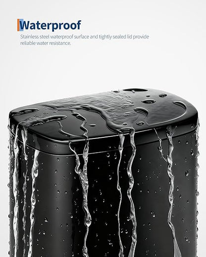 GarveeHome 13 Gal & 2.6 Gal Trash Can Combo Set, Kitchen Trash Can and Bathroom Trash Bin with Lid, Step-On Rustproof Garbage Bin with Inner Bucket, Black