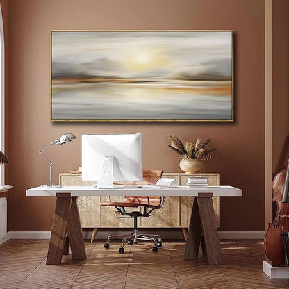 Large Framed Wall Art Abstract Seascape Canvas Printing Wall Decor Artwork for Living Room Bedroom Dining Room Home Office Decor 31x70inch