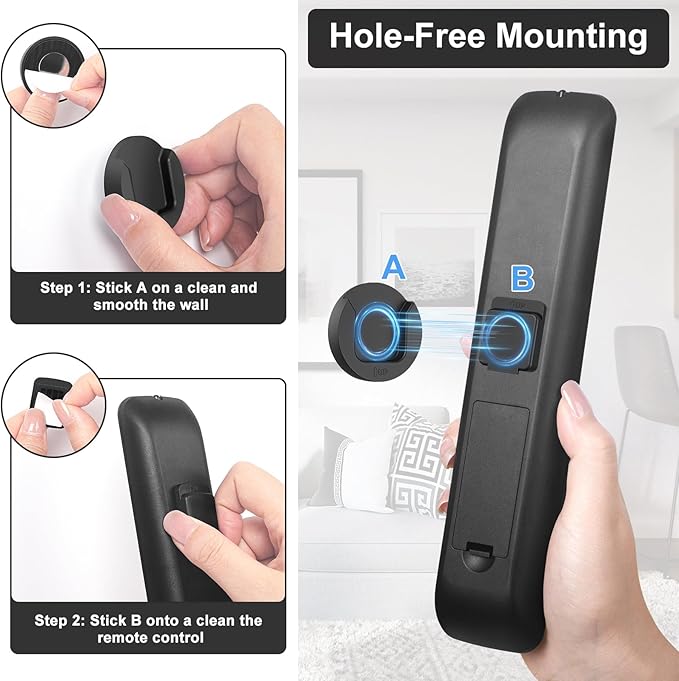 YYILIS Magnetic Remote Control Holder Wall Mount, 4 Pack TV Remote Control Holder for Fan/Air Conditioner, Self-Adhesive Bedside Caddy for TV Backside/Bedroom/Office/RV Home Organizer Storage(Black)