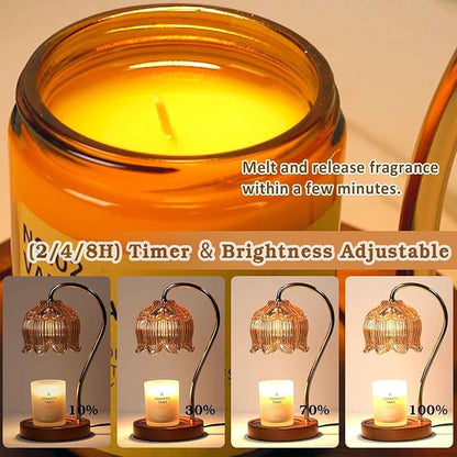 Funistree Flower Candle Warmer Lamp with Timer, Dimmable Candle Lamp Warmer, Christmas Birthday Gifts for Women Mom Her, Housewarming Home Decor, Lotus Wax Warmer for Yankee Candles - Amber-2 Pack