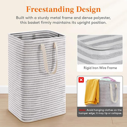Lifewit 75L Large Collapsible Laundry Hamper, Tall Foldable Dirty Clothes Baskets Waterproof, Freestanding Design with Easy Carry Handles in Dorm Bedroom Bathroom College, Grey