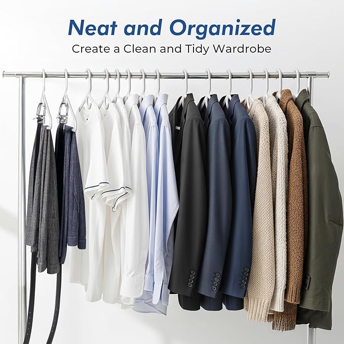 HOUSE DAY Quality Plastic Clothes Hangers 24 Pack – Super Heavy Duty 20lb Capacity Thick Strong Closet Hangers White for Adult Clothing – Durable for Coats, Jackets, Jeans, Pants