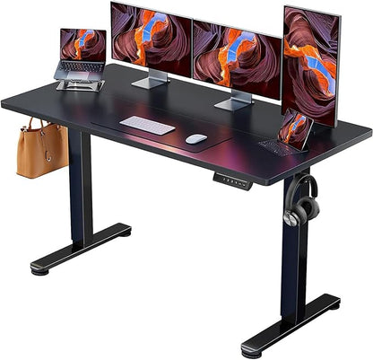 ErGear Height Adjustable Electric Standing Desk, 63 x 28 Inches Sit Stand up Desk, Memory Computer Home Office Desk with Two-Piece Desktop (Carbon Fiber Black)