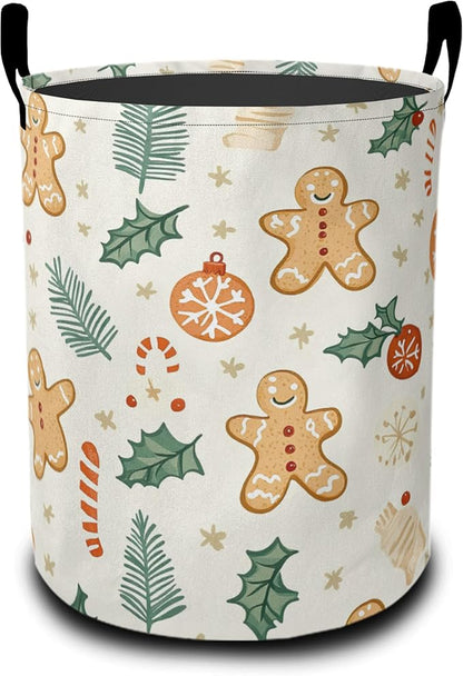 Laundry Basket-Cute Gingerbread Man Foldable Waterproof Oxford Cloth Funny Tote Bag Laundry Hamper Clothes Storage Bucket Organizer For Bathroom/Laundry Storage/Bedroom Storage Basket