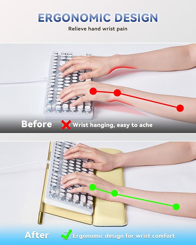 Laborio Computer Keyboard Wrist Rest Stand for Desktop, Keyboard Holder for Easy Typing with Wrist Pad for Office Desk, Home, School (Beige)