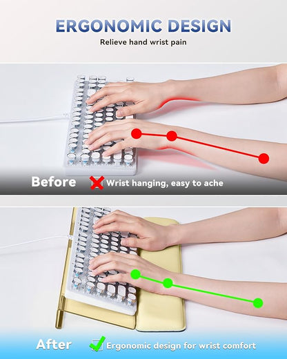 Laborio Computer Keyboard Wrist Rest Stand for Desktop, Keyboard Holder for Easy Typing with Wrist Pad for Office Desk, Home, School (Beige)