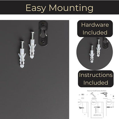 BLU MONACO | Wall-Mounted Mail and Key Holder in Grey Wood | Two-Tier Mail Organizer with Gold Hooks | Entryway Command Center for Home or Office