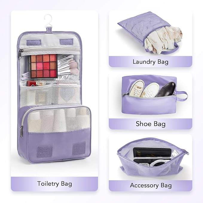 8 Set Compression Packing Cubes for Travel Essentials,Compressible Expandable Packing Cubes for Suitcase,OlarHike Luggage Garment Bags for Travel,Handy Helper for Organizing Clothes(Purple Gray)