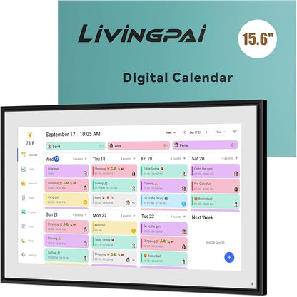 15.6 inch Wall Planner Digital Calendar Electronic Calendar Chore Chart,Smart Touchscreen Full HD Interactive Display for Family Schedules,Wall/Desk Mountable for Seamless Scheduling/Organizing