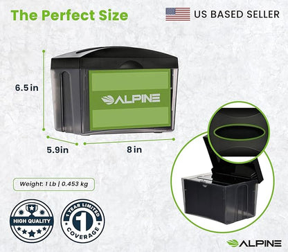 Alpine 6 Pack Tabletop Commercial Napkin Dispenser Restaurant Napkin Holder for Interfold Napkins with 2 Side Marketing Space Insert for Restaurants, Cafeterias, Food Trucks, Clubs - Black