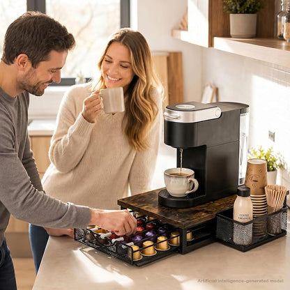 Coffee Pod Holder for Countertop Coffee Bar Organizer 45 Capacity Capsule Pods Storage Coffee Pod Drawer for Coffee Pods Holder Organizer with Sliding Basket for Home Kitchen Office Coffee Bar Station