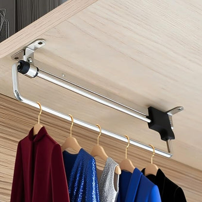 Valet Rod for Closet Pull Out Autuwintor Adjustable Rod for Closet to Hang Clothes with Mounting Screws Cold Rolled Steel Black Silver, Retractable14-Inches,Quantity-2