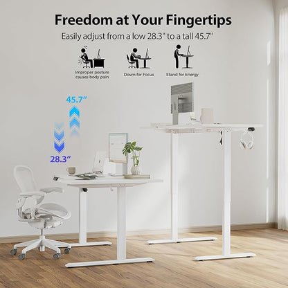 Agilestic Electric Standing Desk, L-Shaped 59 Inches Height Adjustable Desk, Sit and Stand up for Work Office Home, Ergonomic Rising Computer Table for Home Office with Splice Board, White