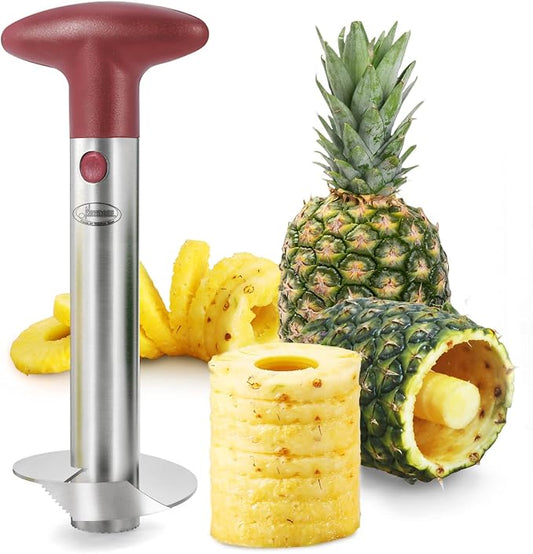 Pineapple Corer, [Upgraded, Reinforced, Thicker Blade] Newness Premium Pineapple Corer Remover, Stainless Steel Pineapple Core Remover Kitchen Tool with Sharp Blade for Diced Fruit Rings, Red