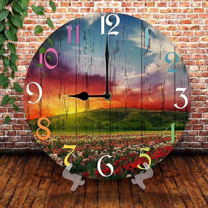 Huashanpo Wall Clock 10 Inch Silent Non Ticking Battery Operated Wooden Modern Office Simple Minimalist Clock Decorative for Kitchen Home Bathroom Living Room