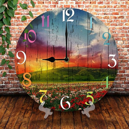 Huashanpo Wall Clock 10 Inch Silent Non Ticking Battery Operated Wooden Modern Office Simple Minimalist Clock Decorative for Kitchen Home Bathroom Living Room