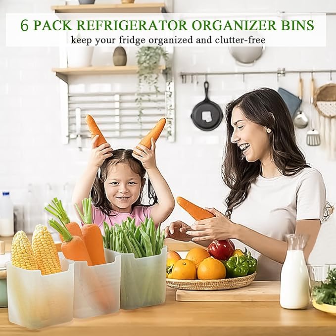 5 Pack Refrigerator Organizer Box, Plastic Refrigerator Side Door Storage Containers, Space-Saving Organizer Bins for Refrige, Refrige Drawers for Fruit and Vegetable (Clear,S×3+L×2)