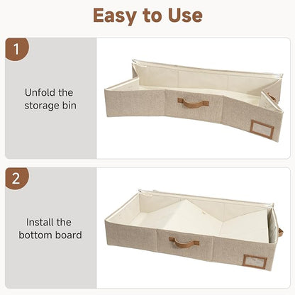 StorageWorks Large Under Bed Storage Containers with Handles and Label Holder, 2 Pack Ultra-thick Fabric Underbed Bins, Closet Organizer for Clothes, Blankets, Sweater