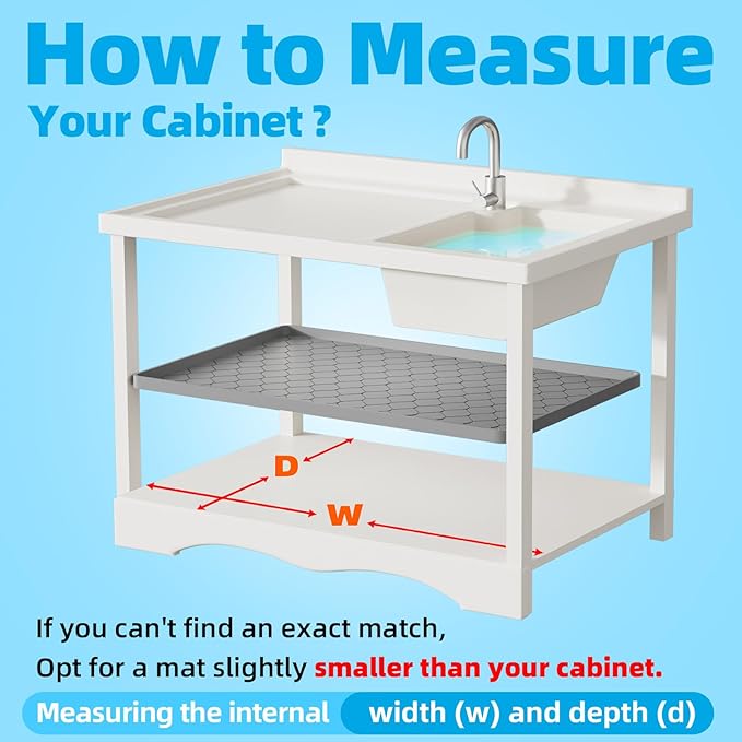Winisok Silicone Under Sink Mat 34" x 22", kitchen Essentials and Gadgets, Shelf liner and Cabinet Protector, Home Organizers and Storage, Waterproof Bathroom Tray