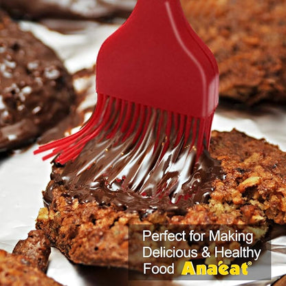 Anaeat High Heat Resistant Silicone Basting Pastry Brush Set of 3- Hygienic One-Pieces Design Spread Oil Butter for BBQ Grill Barbecue Baking Kitchen Cooking - BPA Free & Dishwasher Safe (10"+8.2")
