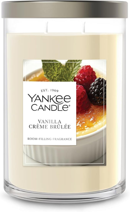 Yankee Candle Large Tumbler Scented Candle with up to 80 Hour Burn Time, Premium Plant Wax Blend for Consistent Burn, 20 oz Tumbler Candle with Room Filling Fragrance, Vanilla Crème Brûlée