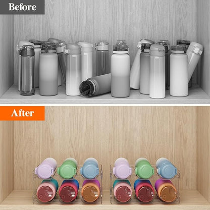 Lifewit 4 Tier Stackable Water Bottle Organizer for Cabinet, Plastic Bottle Holder Fits 12 Bottles/Tumblers up to 3.8" Diameter for Pantry/Countertop/Cupboard, 28 x 19 x 34 cm/11 × 7.5 × 13.4"