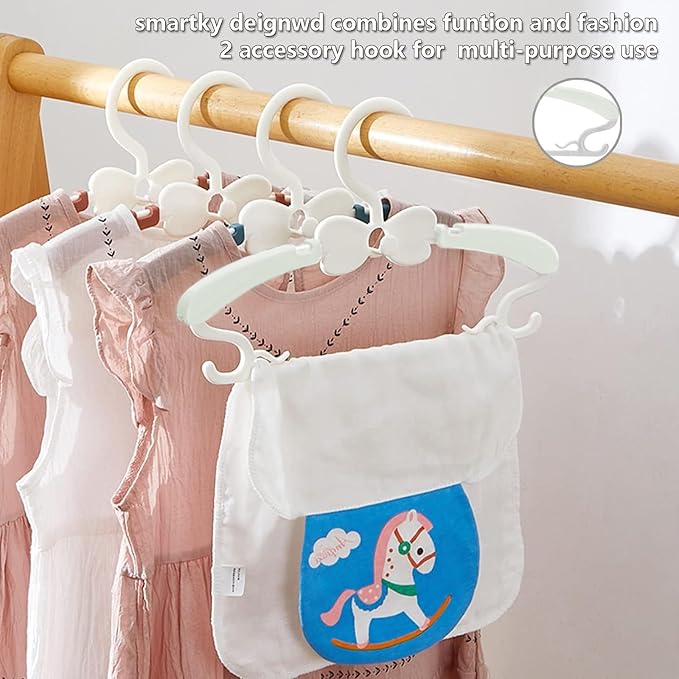 Baby Hangers 30 Pack, 11-14.5" Adjustable Kid Clothes Hangers for Newborn Closet, Plastic Non-Slip Small Infant Hanger for Toddler Pant, Child Coat Percha for Boy Nursery Clothing, Girl Dresses, White