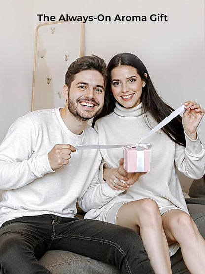 Waterless Essential Oil Diffuser: 𝟗 𝐂𝐨𝐥𝐨𝐫𝐬 𝐋𝐄𝐃 Scent Diffuser for Home&Car&Office - Portable Diffuser with 48H Battery, 4 Timers & 3 Mist Levels, Snow White